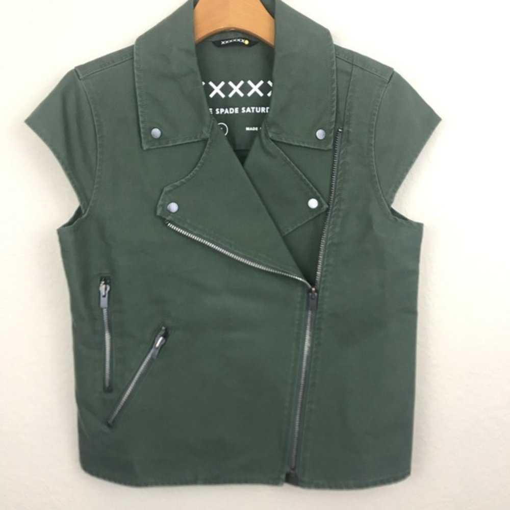 Kate Spade Saturday Moto Vest Military Green  I Size XS